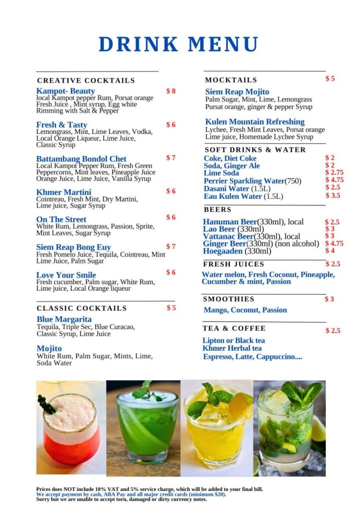 New Jomno Drink Menu